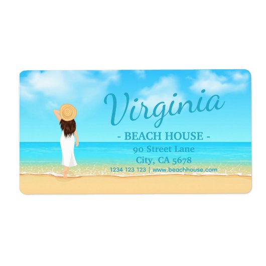Custom Beach House Address Label (Voorkant)