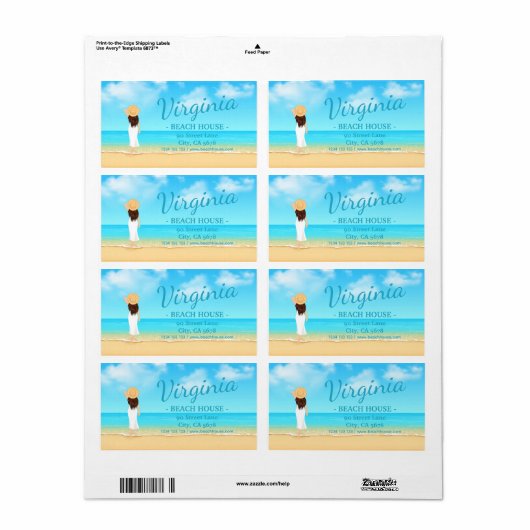 Custom Beach House Address Label (Full Sheet)