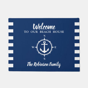 Custom Beach House familienaam kompas anker Deurmat