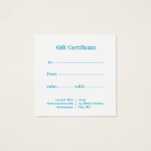 Custom Beach House Vacation Rental Gift Certificat (Dos)