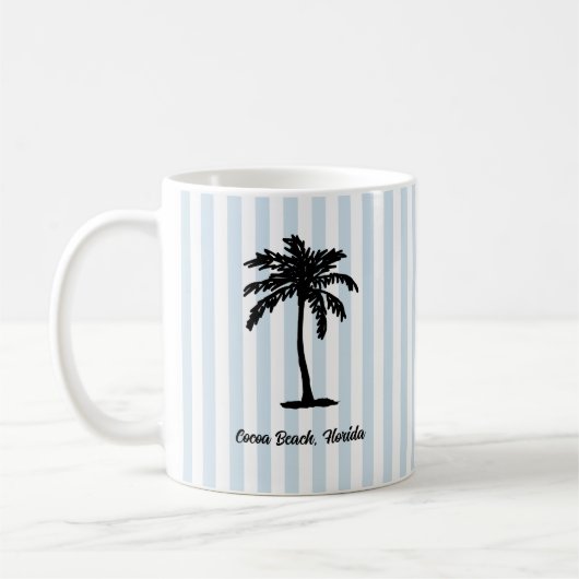 Custom Beach Palm Tree Nautical Stripe Koffiemok (Links)