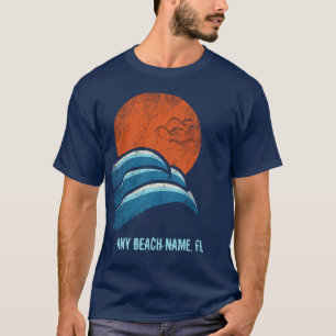 Custom Beach Souvenir Waves en Sun T-shirt