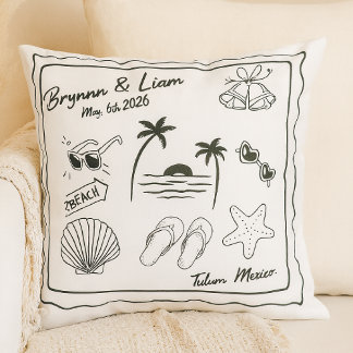 Custom Beach Wedding Pillow Cover – Personalized Kussen