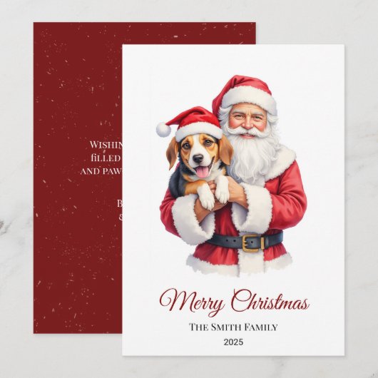 Custom Beagle Dog Santa Claus Christmas Feestdagenkaart (Voorkant / Achterkant)