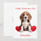 Custom Beagle met 2 harten Valentijn Feestdagenkaart (Voorkant / Achterkant)