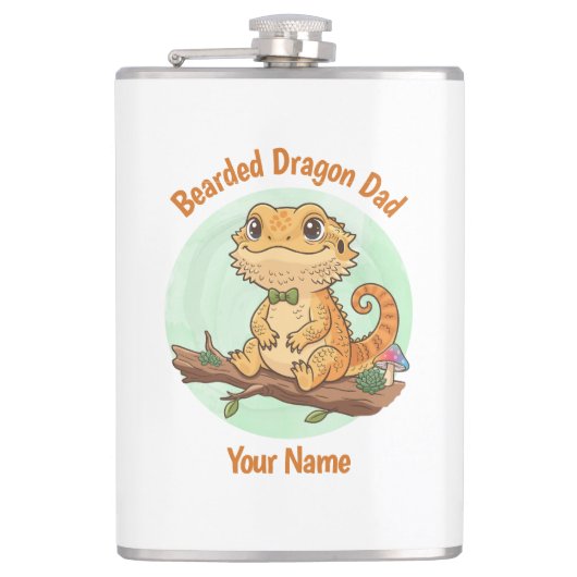 Custom Bearded Dragon Dad Flask Heupfles (Voorkant)