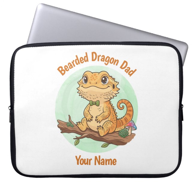 Custom Bearded Dragon Dad Laptop Sleeve (Voorkant)