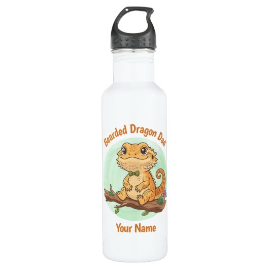 Custom Bearded Dragon Dad Water Bottle Waterfles (Voorkant)