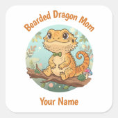 Custom Bearded Dragon Mom Square Stickers (Voorkant)