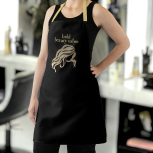 Custom Beauty Salon Co. Name Black & Gold Staff Schort