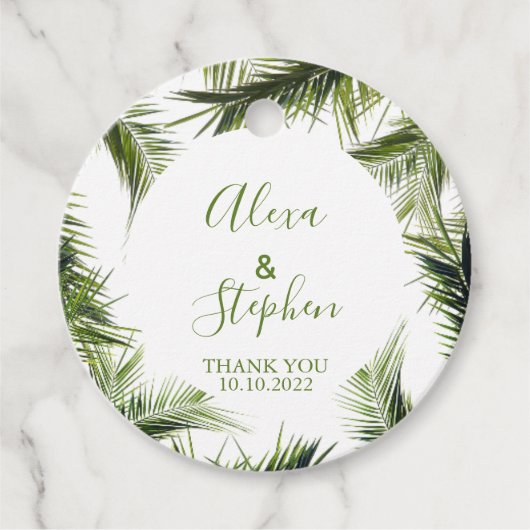 Custom Bedankt Palm Leaves Tropical Wedding Bedankjes Labels (Voorkant)