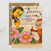 Custom bee baby shower kaart (Voorkant / Achterkant)