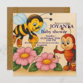 Custom bee baby shower  kaart (Voorkant / Achterkant)