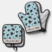 Custom Bee Oven Mitt & Pot Holder Set voor haar (Voorkant / Achterkant)
