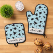 Custom Bee Oven Mitt & Pot Holder Set voor haar (Top down)