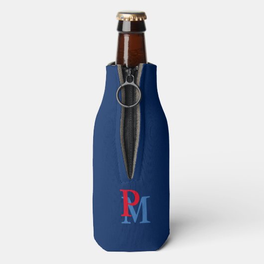 Custom Beer Monogram (naam & initialen), nautisch Flesjeskoeler (Fles Achterkant)