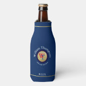 Custom Beer Monogram (naam & initialen) op blauw Flesjeskoeler (Fles Voorkant)
