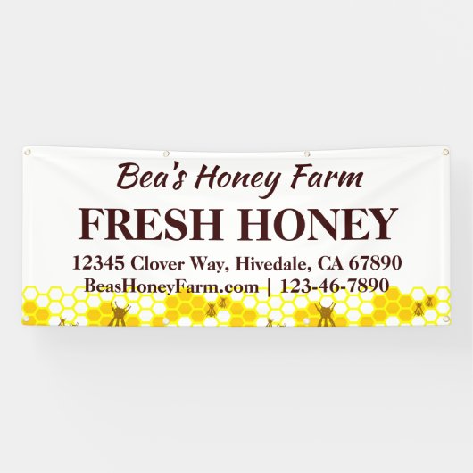 Custom Bees Honey Boerderij 6' Display Banner (Horizontaal)