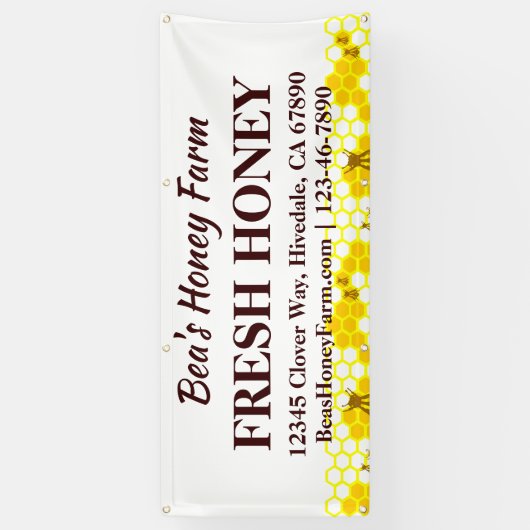 Custom Bees Honey Boerderij 6' Display Banner (Verticaal)