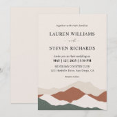 Custom Beige Grijs Abstract Bergen Wedding Kaart (Voorkant / Achterkant)