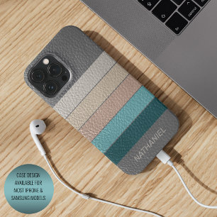 Custom Beige Grijs Aqua Blue Blauwgroen Groene Str iPhone 15 Pro Max Hoesje