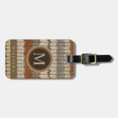 Custom Beige Grijs Bruin Aztec Patroon Bagagelabel (Voorkant horizontaal)