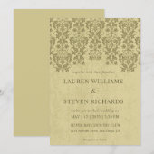 Custom Beige Tan Olive Green Glamour Lace Wedding Kaart (Voorkant / Achterkant)