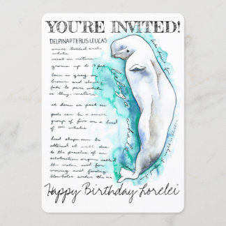 Custom Beluga Whale Illustration Invitation Kaart