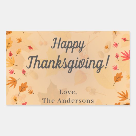 CUSTOM Bericht Happy Thanksgiving herfst Rechthoekige Sticker (Voorkant)