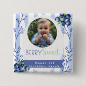 Custom  Berry Sweet Birthday photo Button (Voorkant)
