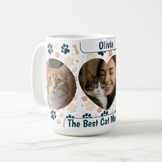Custom Best Cat Mom Ever Coffee Mug – Personalized Koffiemok (Voorkant links)