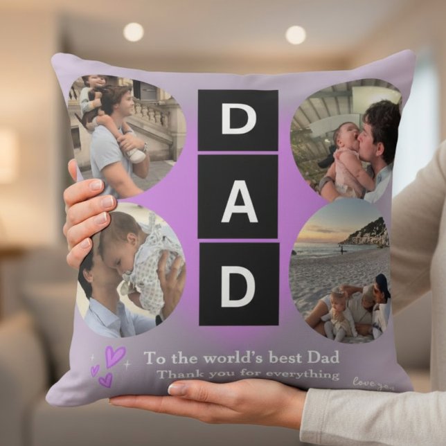 Custom "Best Dad" Photo Collage Personalized Gift  Kussen (Creator heeft geüpload)