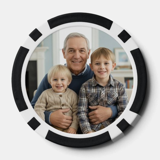 Custom Best Grandpa Ever Photo Poker Chips (Achterkant)