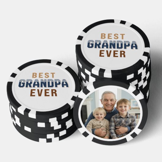 Custom Best Grandpa Ever Photo Poker Chips (Opstapeling)
