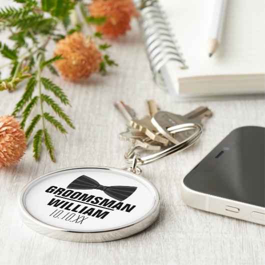 Custom Best Man Groomsman Weddenschap Sleutelhanger (Zijkant)