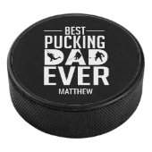 Custom Beste Pucking Papa Ooit Gelukkig Vaderdag Hockey Puck (3/4)