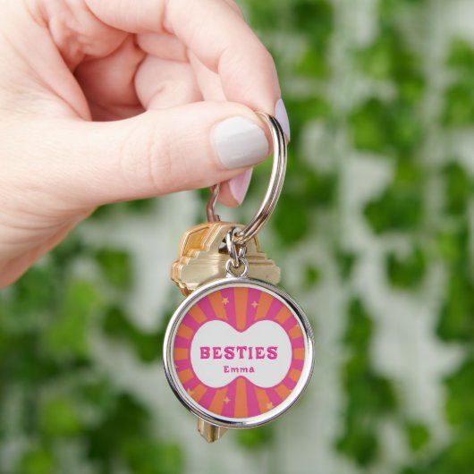 Custom Besties Forever Heart Keychain (Hand)