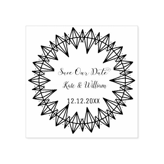 Custom Bewaar de datum mandala krans Rubberstempel (Afrduk)