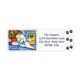 Custom Bichon Frise Hond Art Retouradres Labels
