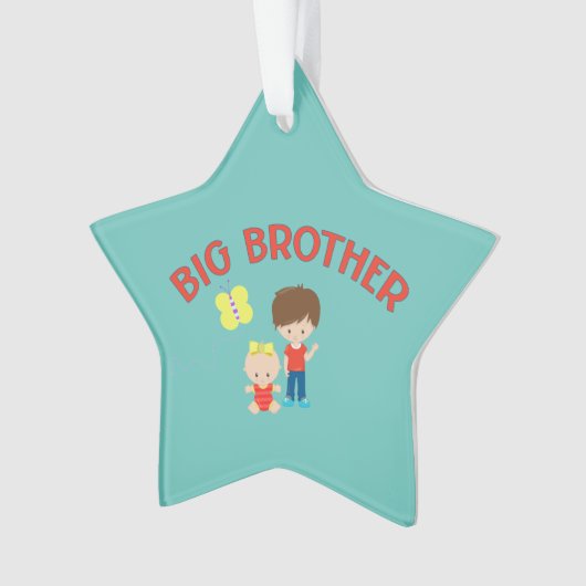 Custom Big Brother met Baby Sister Star Ornament (voorkant)