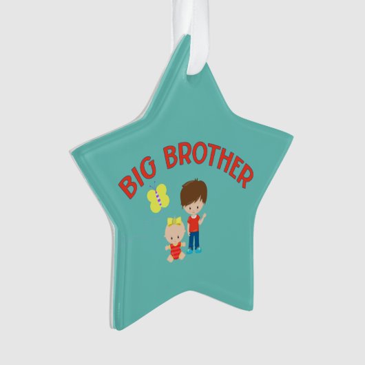 Custom Big Brother met Baby Sister Star Ornament (voorkant)