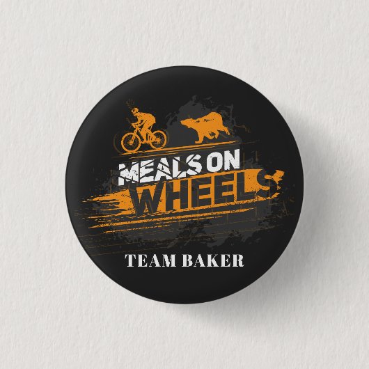 Custom Biking Meals on Wheels Cycling Ronde Button 3,2 Cm (Voorkant)