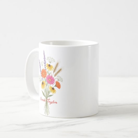 Custom Birth Flower Daisy Personalized Mug (Devant gauche)
