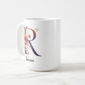 Custom Birth Flower Mug, Wildflower Monogram Mug (Devant gauche)