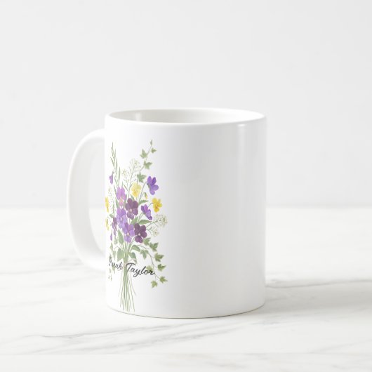 Custom Birth Flower Violet Personalized Mug (Devant gauche)