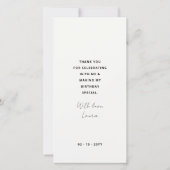 Custom Birthday Black and White Minimalist Bedankkaart (Achterkant)