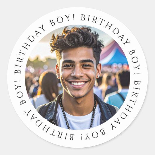 Custom Birthday Boy Photo Envelope Seal Sticker (Devant)