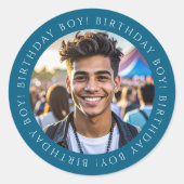 Custom Birthday Boy Photo Envelope Seal Sticker  (Devant)