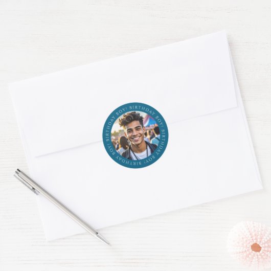 Custom Birthday Boy Photo Envelope Seal Sticker (Enveloppe)