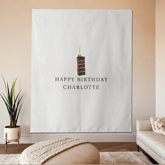 Custom Birthday Cake Name Flag Fabric Banner Wandkleed